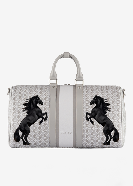 Duffle Bag Rearing Black Horses